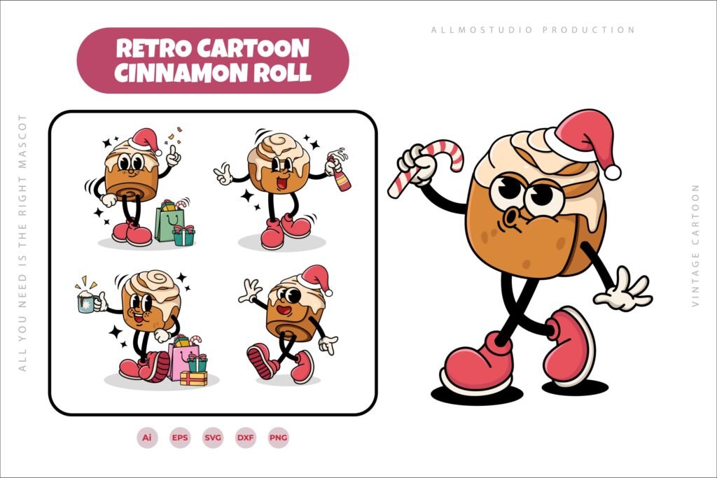 Vintage Cinnamon Roll Cartoon Characters 18 Variant Design