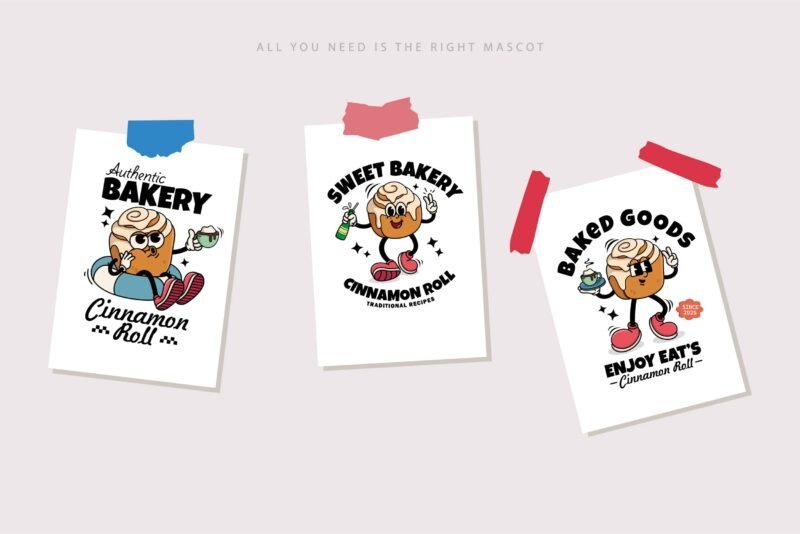 Vintage Cinnamon Roll Cartoon Characters – 18 Variant Design - Image 3