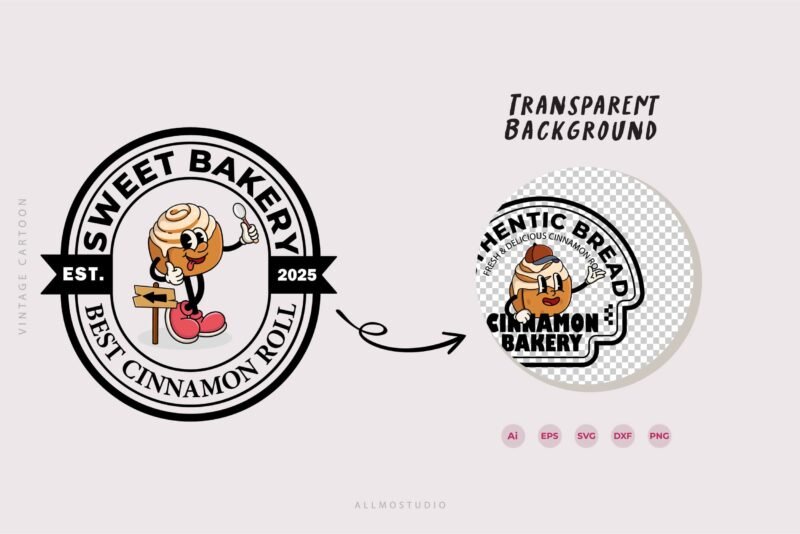 Vintage Cinnamon Rolls Badges – 16 Variant Design - Image 4