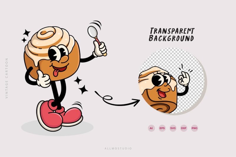 Vintage Cinnamon Roll Cartoon Characters – 18 Variant Design - Image 4
