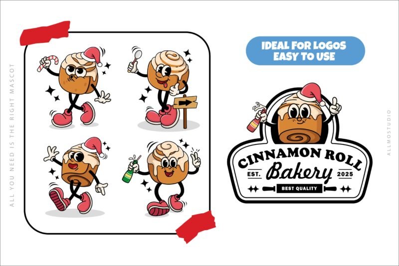 Vintage Cinnamon Roll Cartoon Characters – 18 Variant Design - Image 5