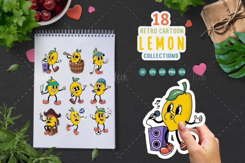 Vintage Lemon Cartoon Characters – 18 Variant Design