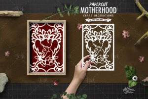 Mother and Baby Papercut SVG