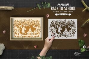 Intricate School Scene SVG, Paper Cut Template for Cricut & Silhouette
